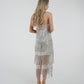 Alana Fringed Sequin Dress In Silver