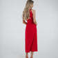 Holly Asymmetric Shoulder Midi Dress In Red