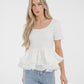 Holly Peplum Frill T-Shirt In White