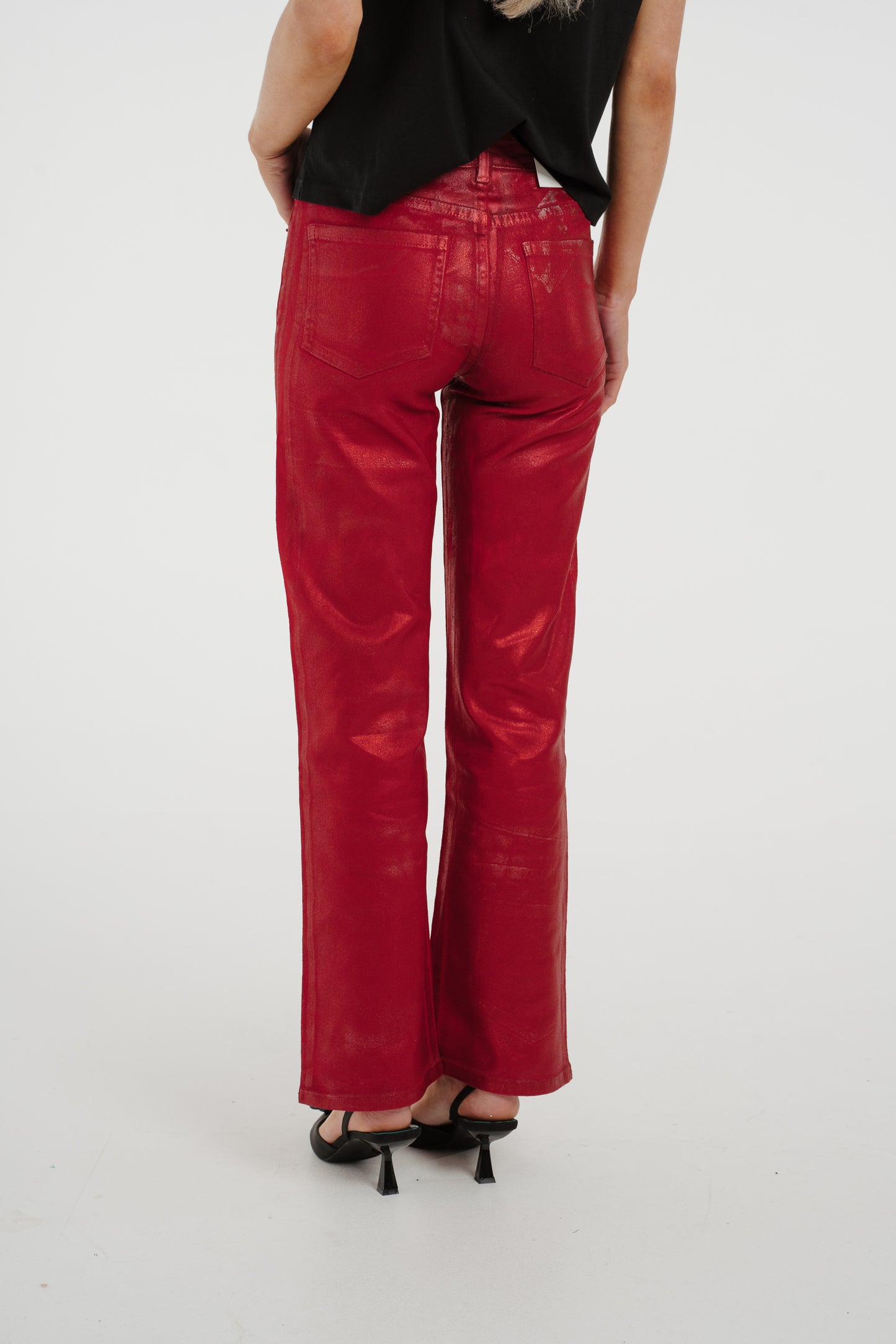 Quinn Metallic Jeans In Red