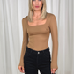Caitlyn Square Neck Bodysuit In Camel