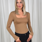 Caitlyn Square Neck Bodysuit In Camel