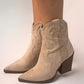 Izzy Ankle Western Boots In Cream