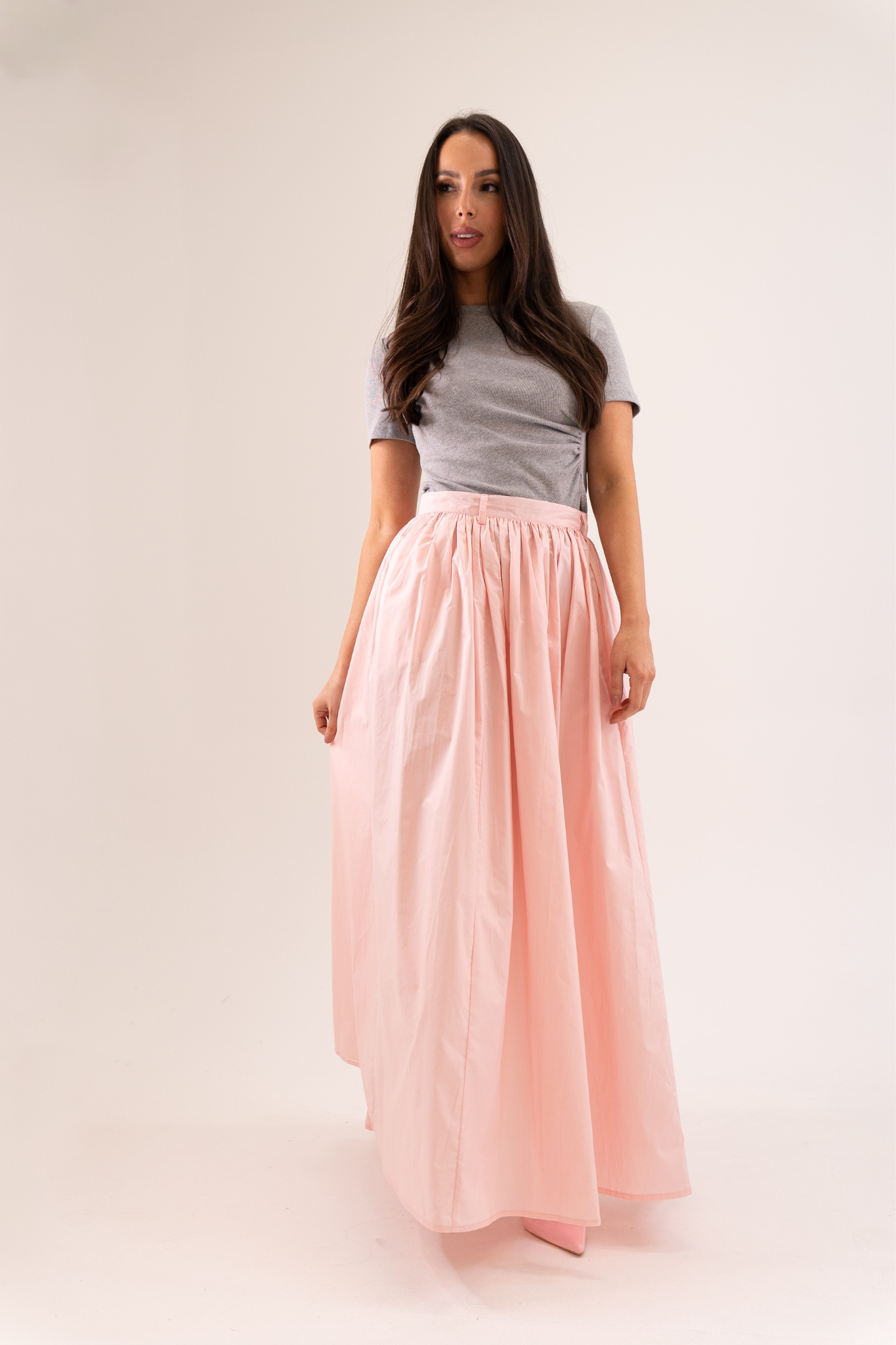 Elsa Pleated Maxi Skirt In Pink