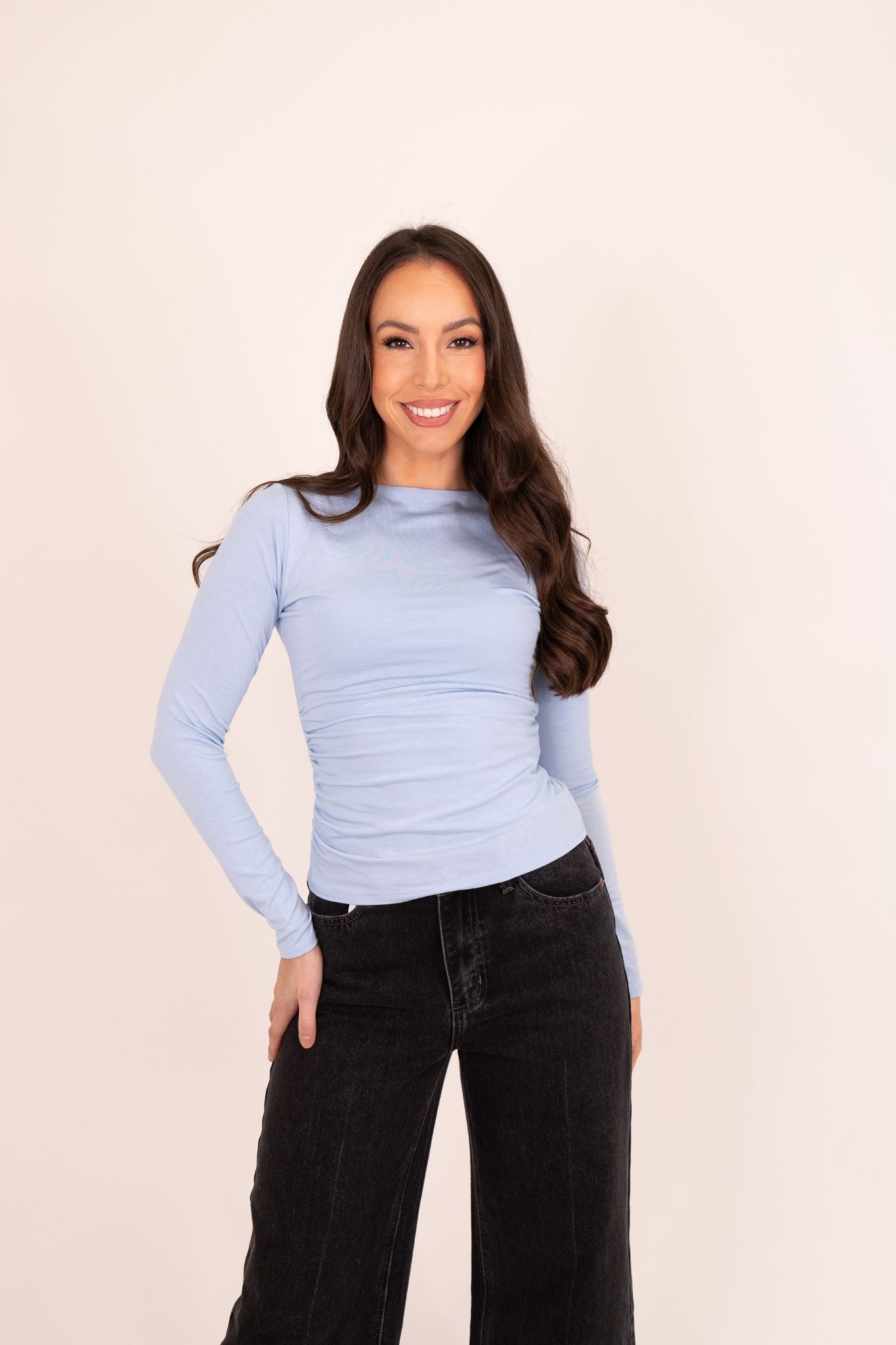 Erica Long Sleeve Top In Sky Blue