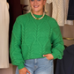Iris Cable Knit Jumper In Green