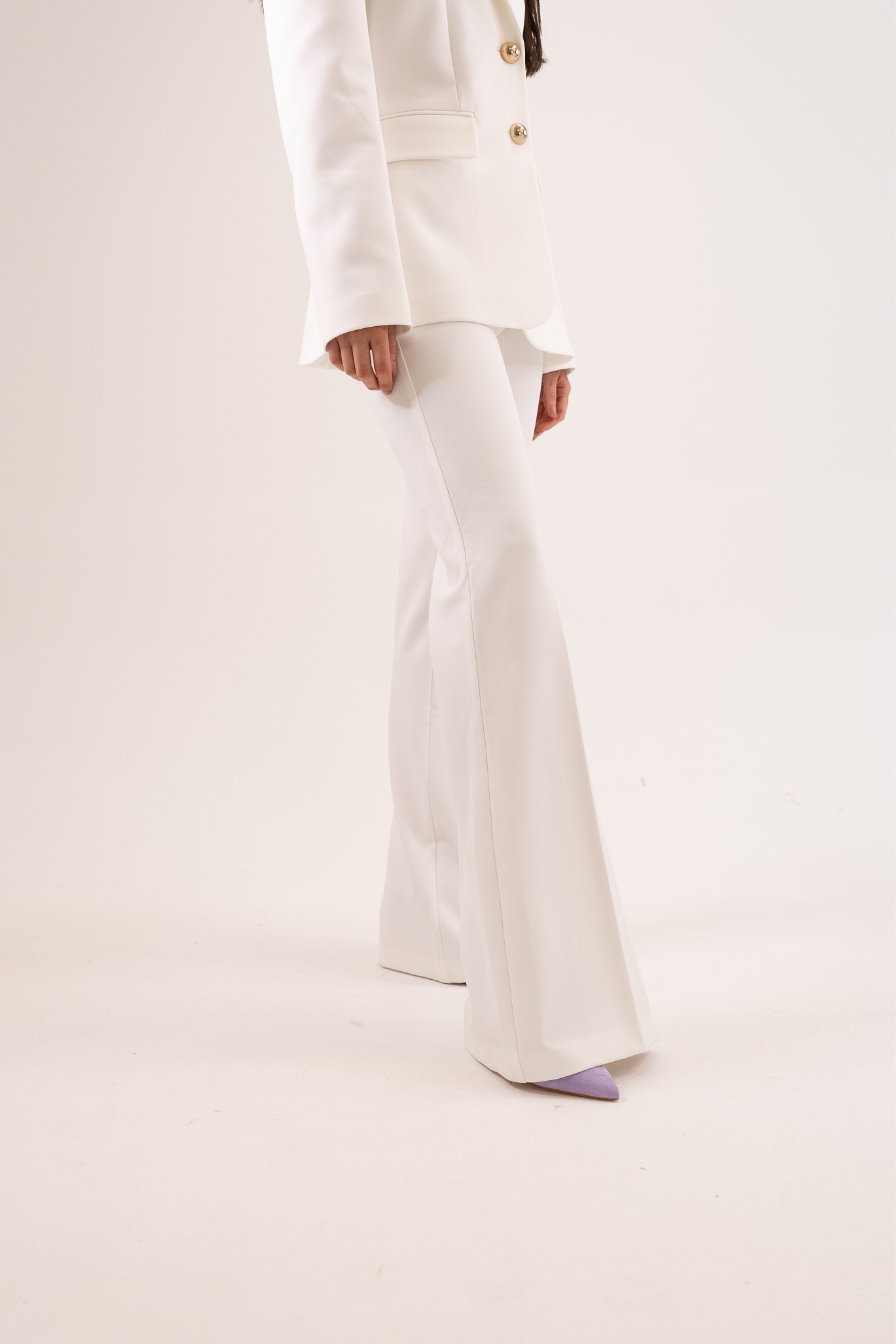 Eva Wide Leg Trouser In White