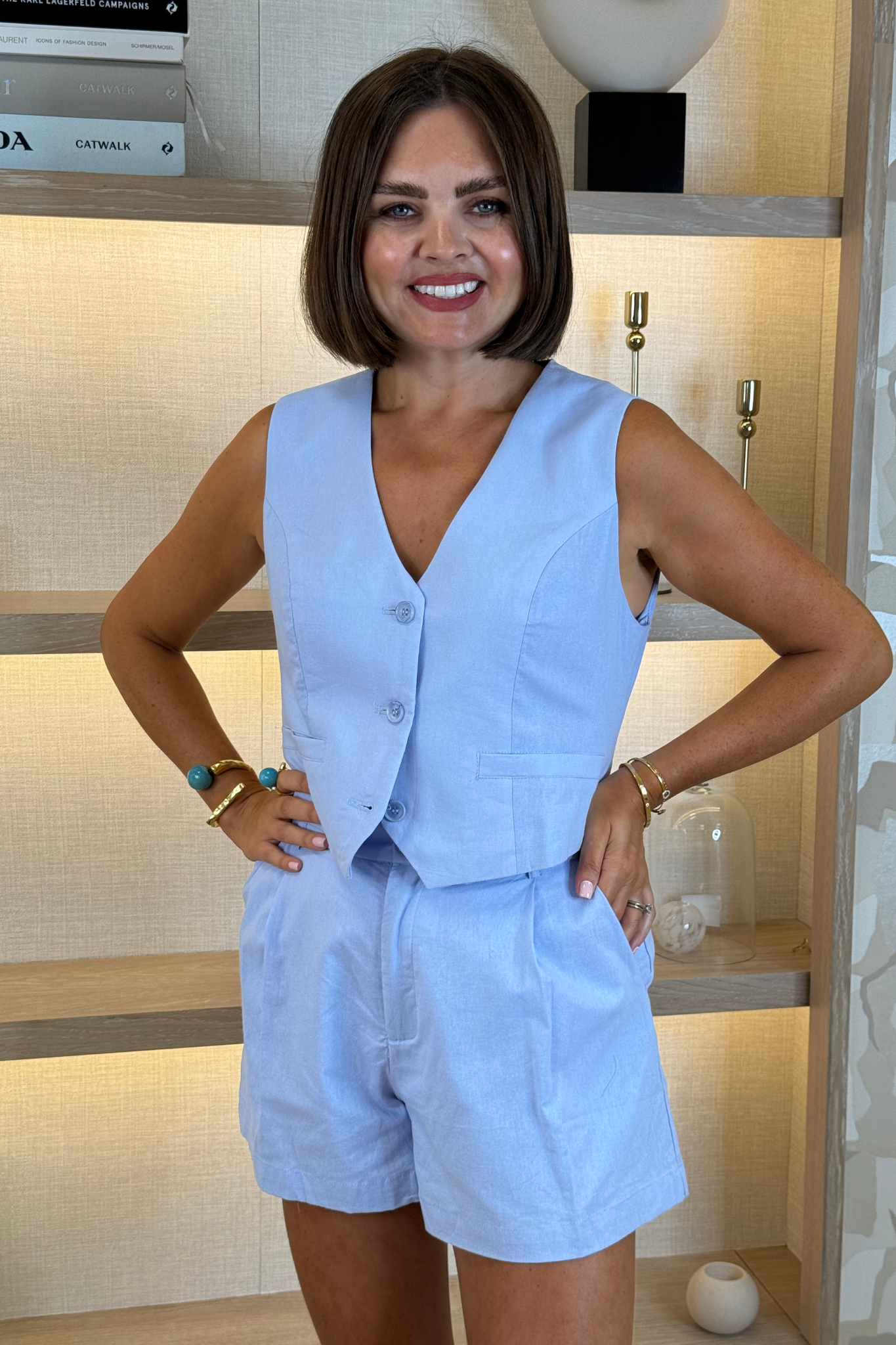 Polly Cotton Shorts In Sky Blue