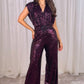 Eva Sequin Jumpsuit In Plum