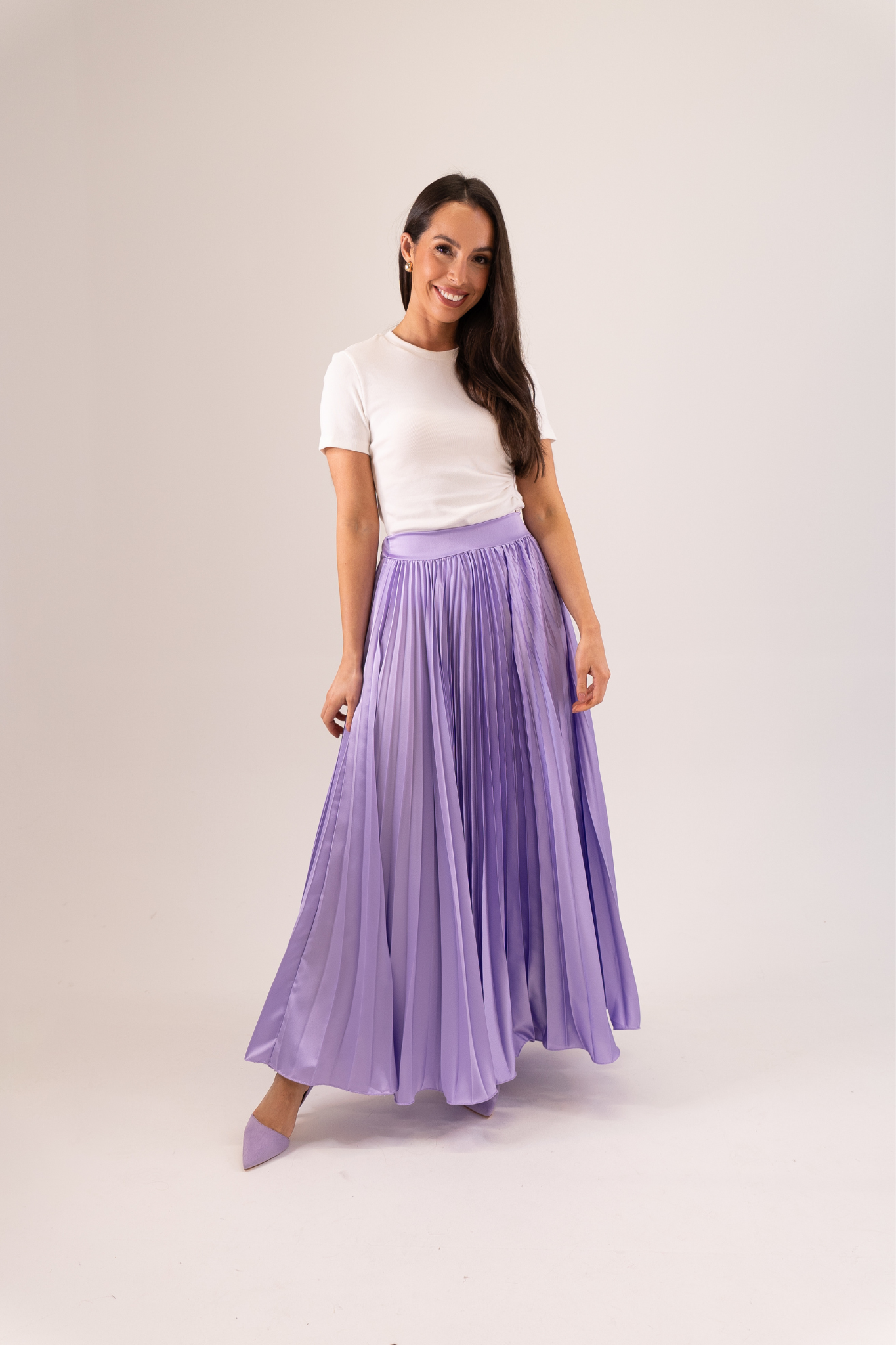Leah Pleated Maxi Skirt In Lilac