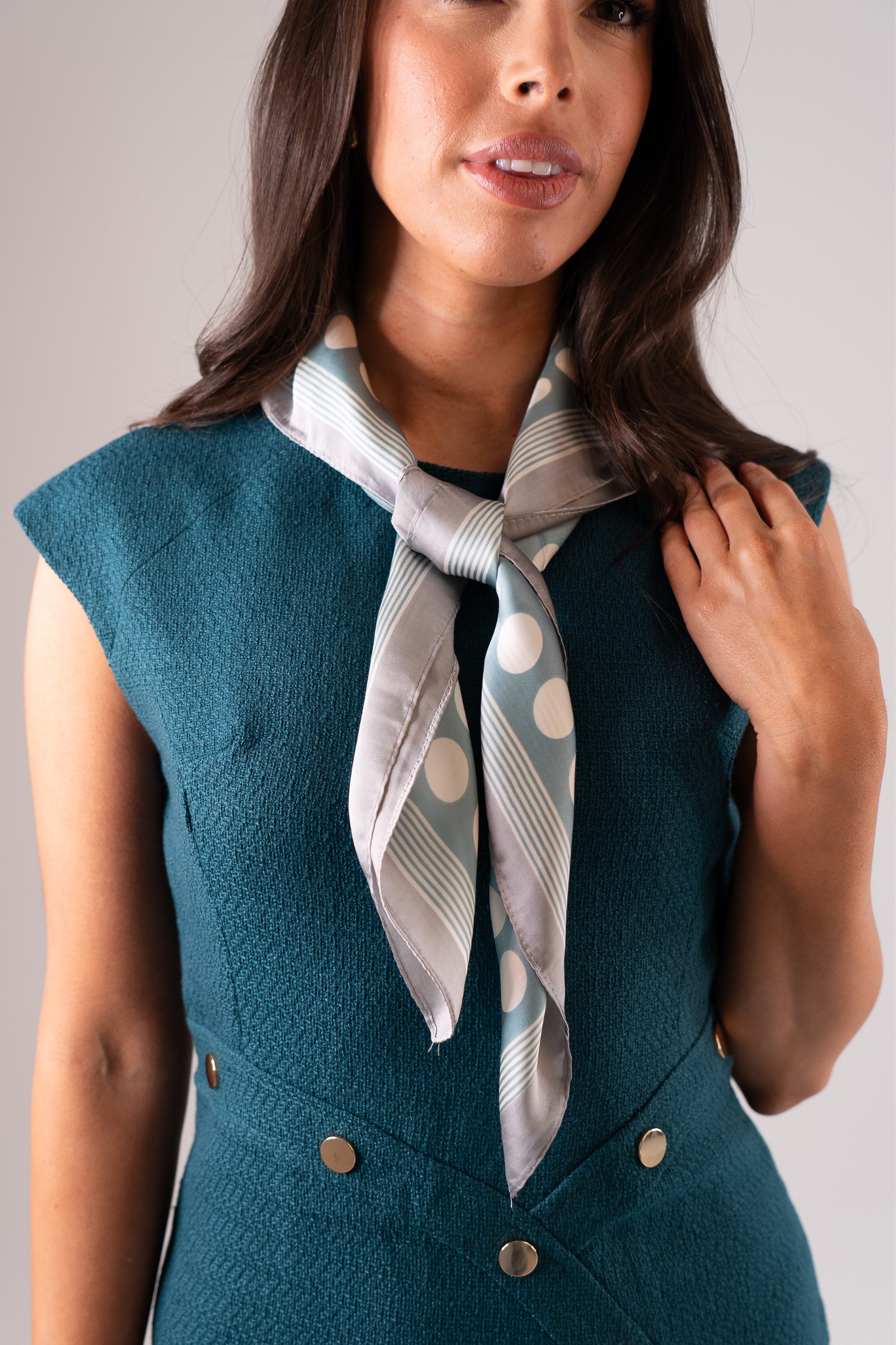 Polly Spotted Neck Scarf In Light Blue