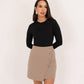 Kiera Asymmetric Button Skirt In Taupe