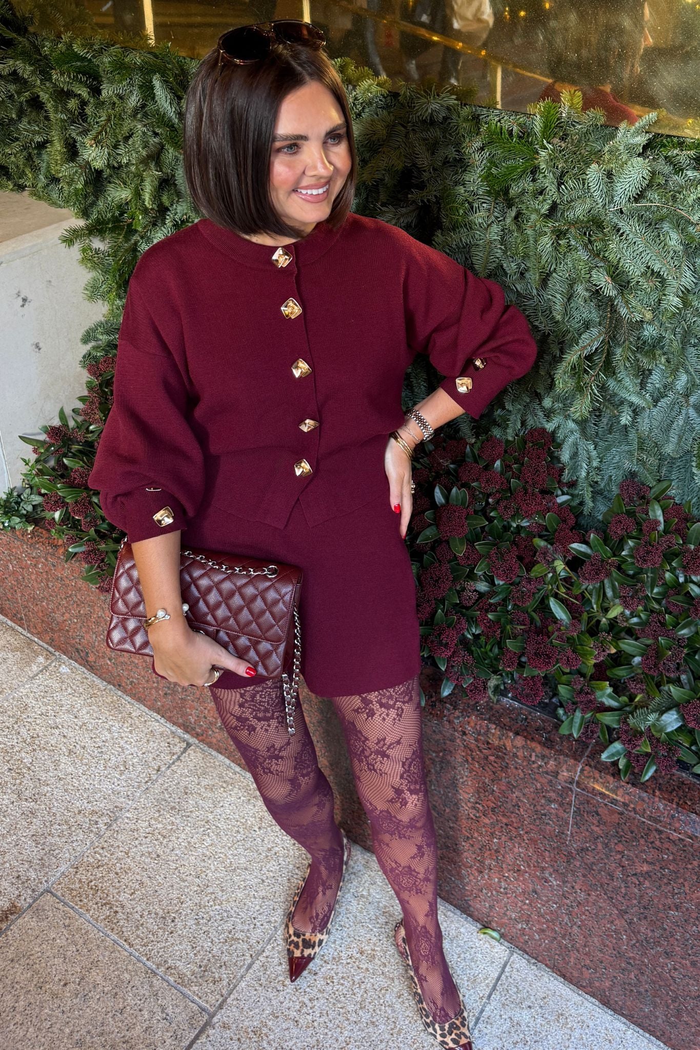 Love Laura Knit Skirt In Burgundy