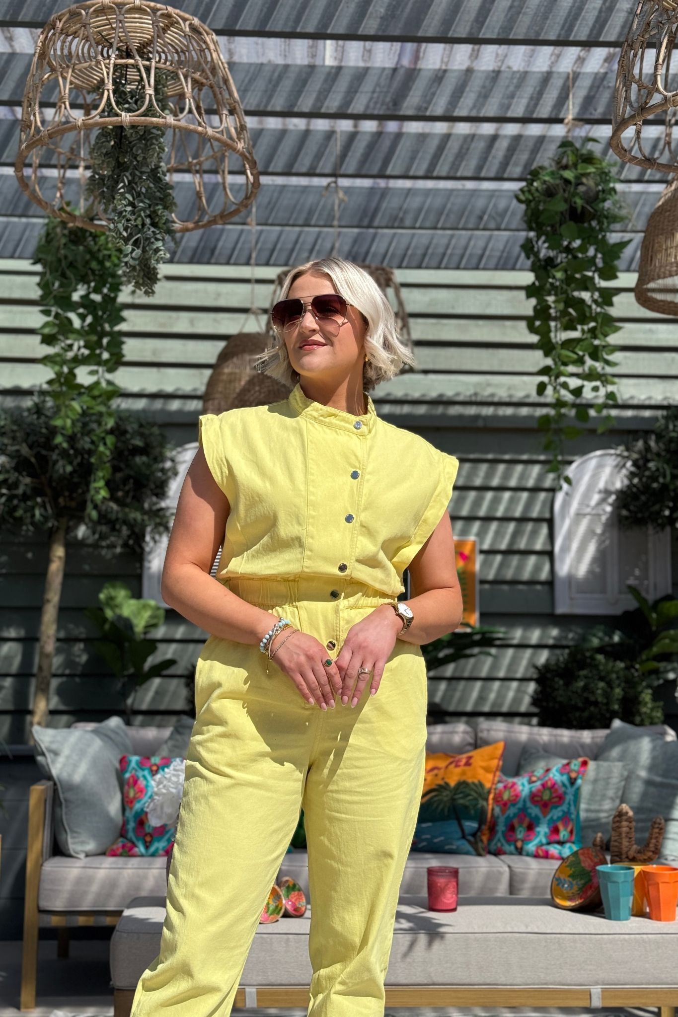 Cora Sleeveless Jumpsuit In Yellow