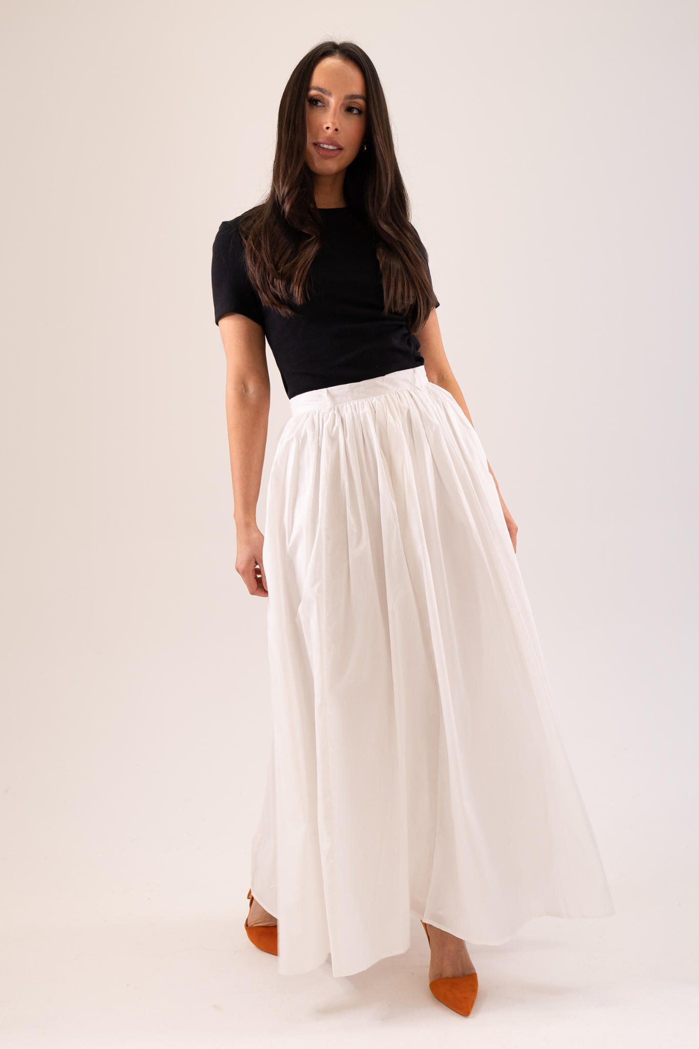 Elsa Pleated Maxi Skirt In White