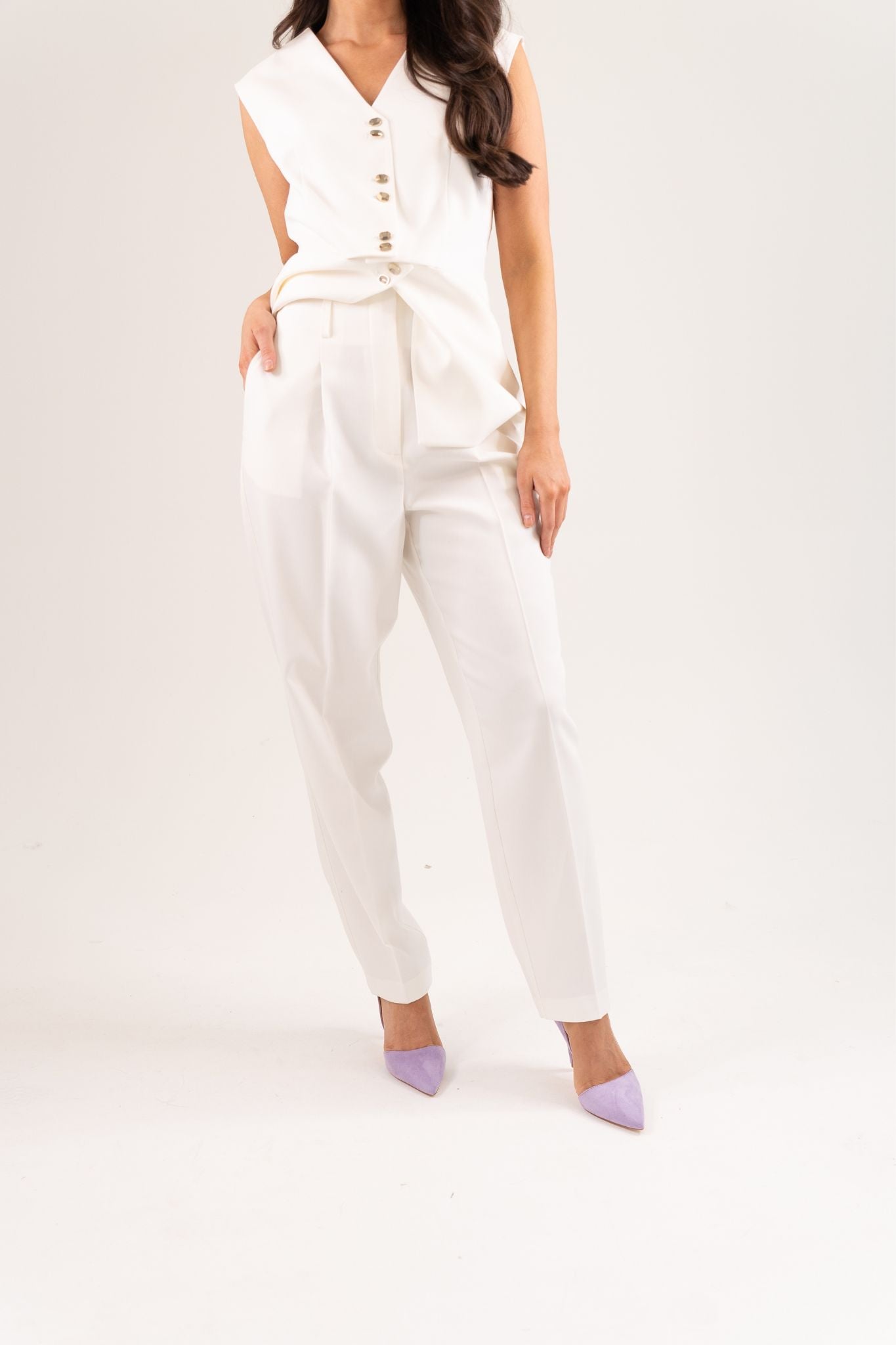 Kayla Fitted Trousers In Cream