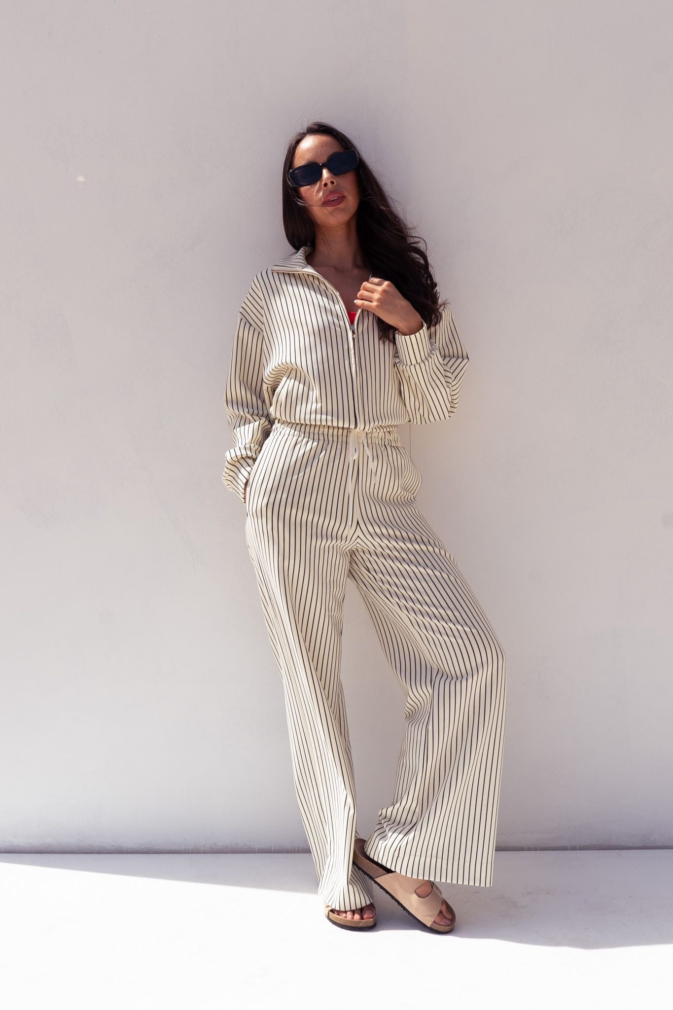 Love Laura Luxe Lounge Set In Pinstripe