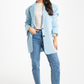 Elsa Oversize Pinstripe Blazer In Blue