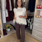 Elsa Sleeveless Fringed Top In Cream