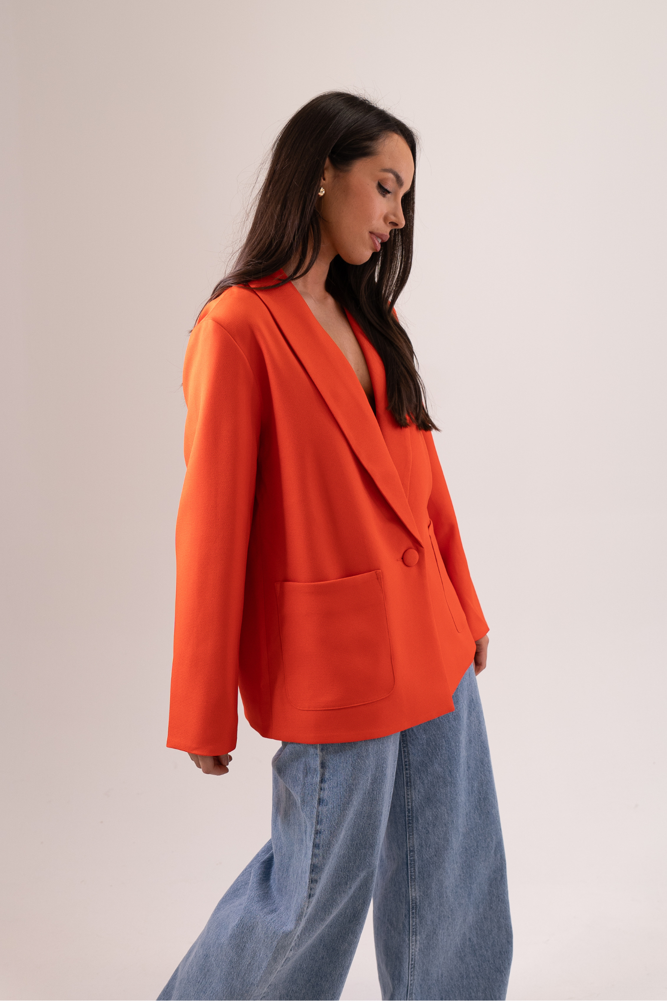 Becca Blazer In Coral Red