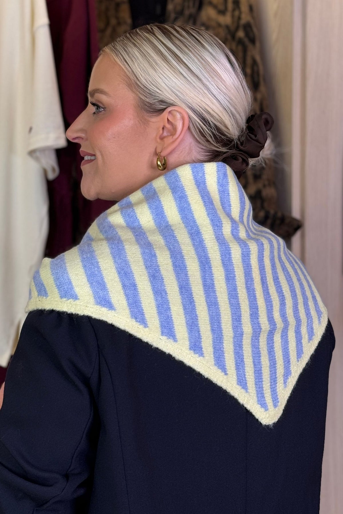 Kendra Stripe Neck Scarf In Lemon Mix