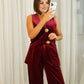 Love Laura Velvet Two Piece In Mulled Wine