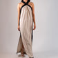 Alana Two Tone Maxi Dress In Neutral Mix