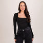 Kate Square Neck Bodysuit In Black