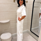 Eva Button Front Jumpsuit In White