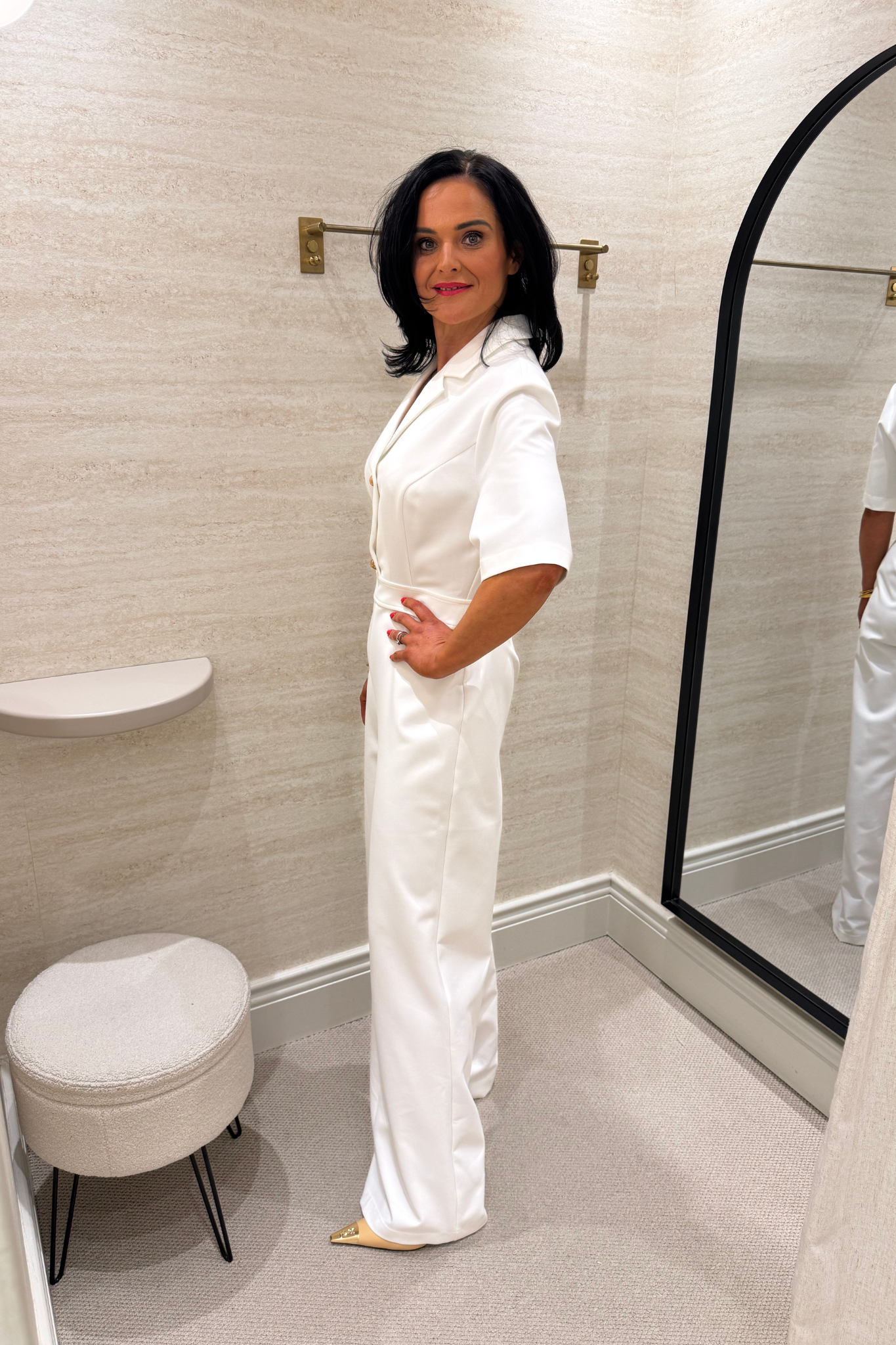 Eva Button Front Jumpsuit In White
