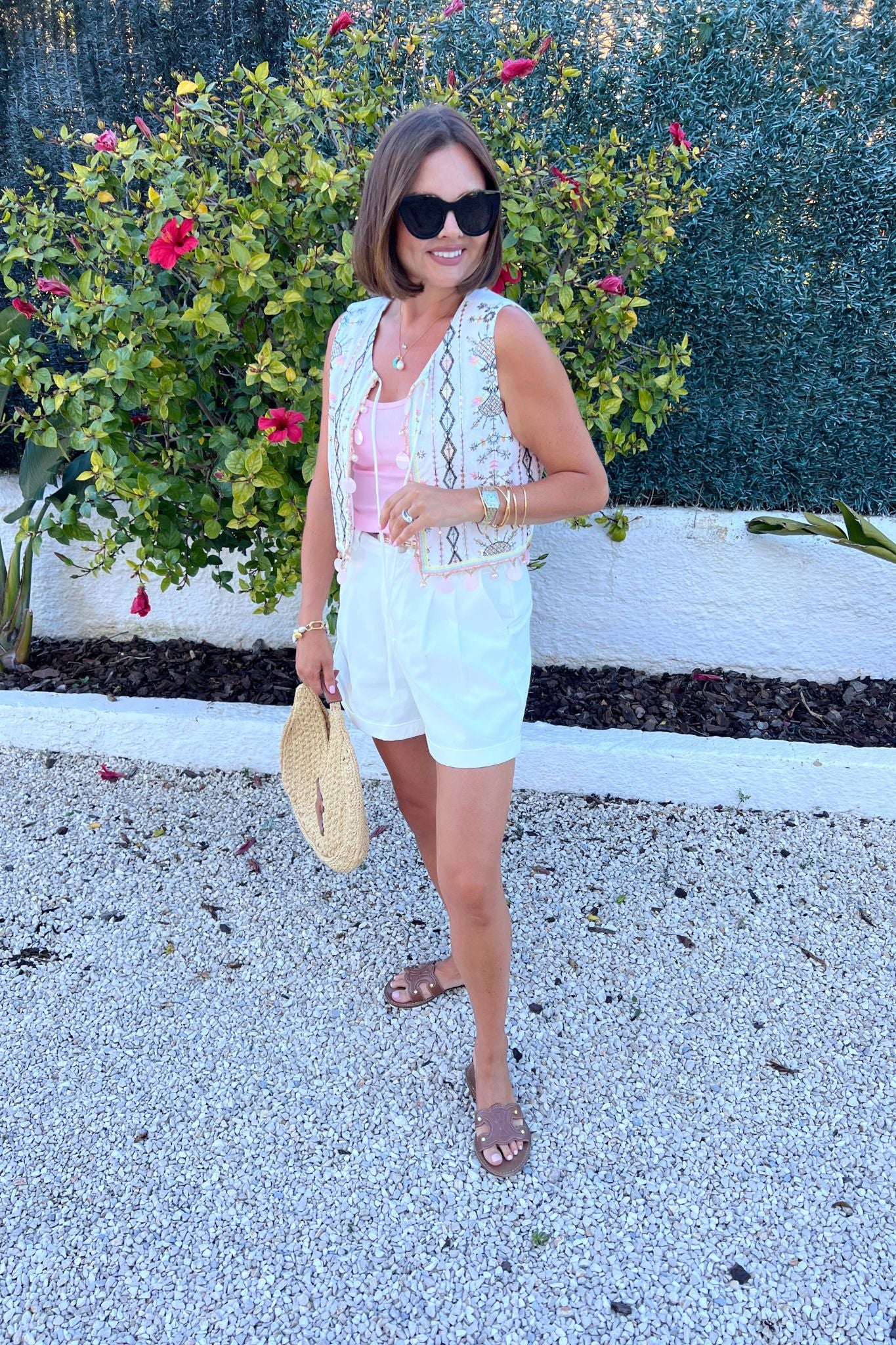 Kiera High Waist Shorts In White
