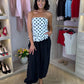 Elsa Polka Dot Strapless Top In Black