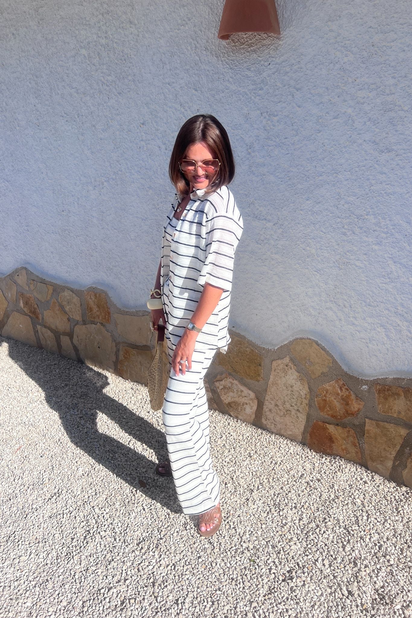 Erica Crochet Trousers In Mono Stripe