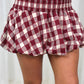 Indie Check Puffball Skirt In Wine Mix