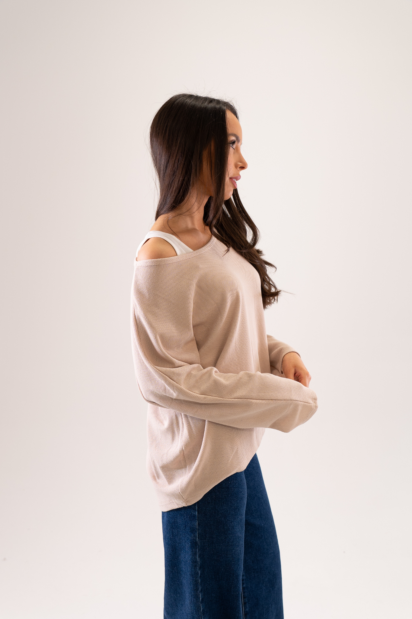 Leah Layered Jumper In Neutral