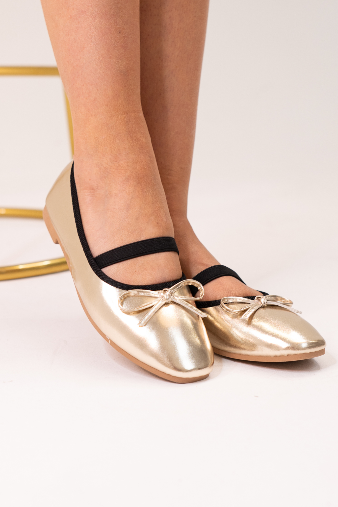 Cathy Ballet Pumps In Gold