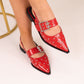 Sadie Pointed Toe Studded Flats In Red