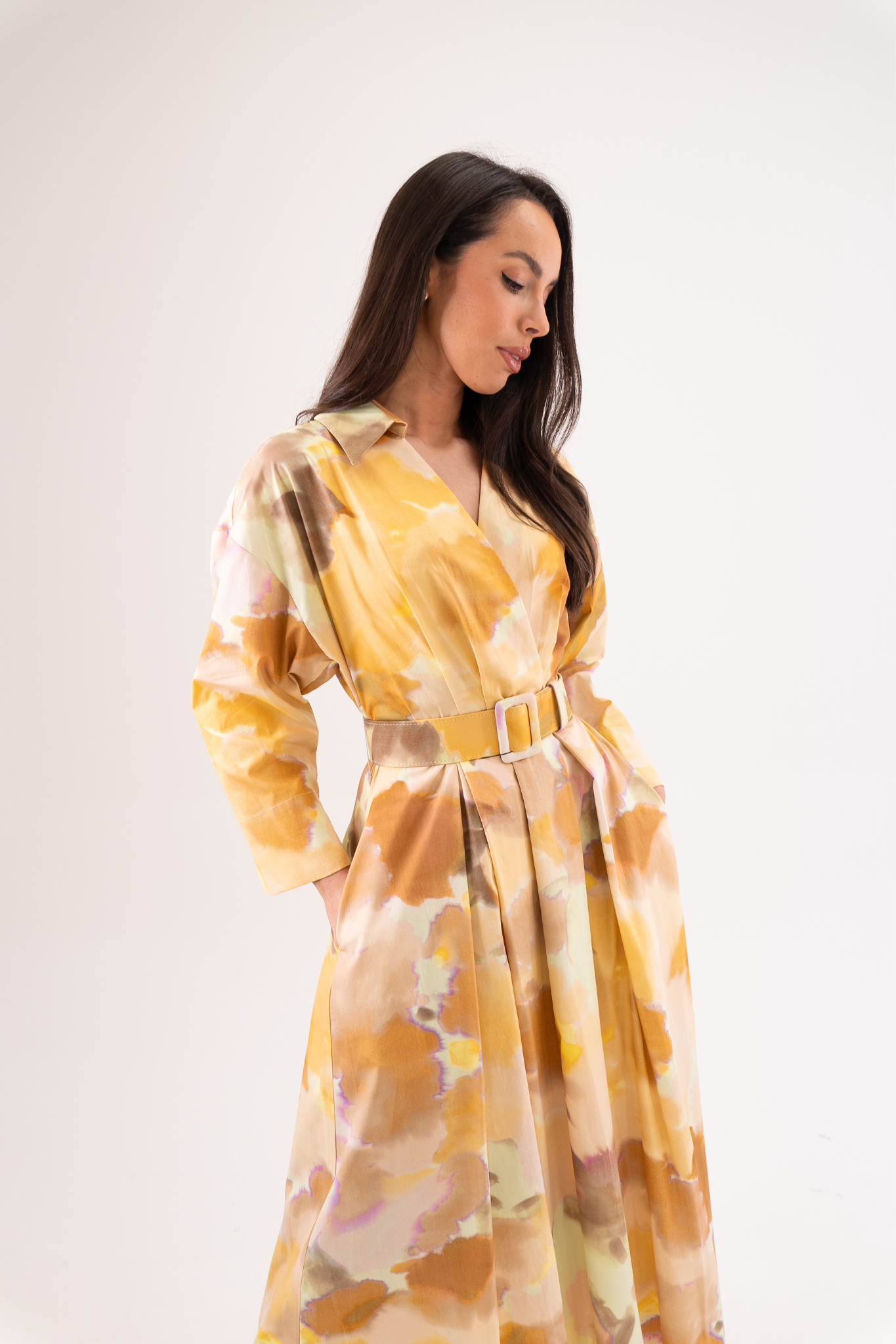 Eva Printed Dress In Orange Mix