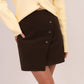 Kiera Asymmetric Button Skirt In Chocolate