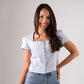 Cindy Stripe Square Neck Top In Blue