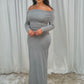 Erica Bardot Midi Dress In Grey