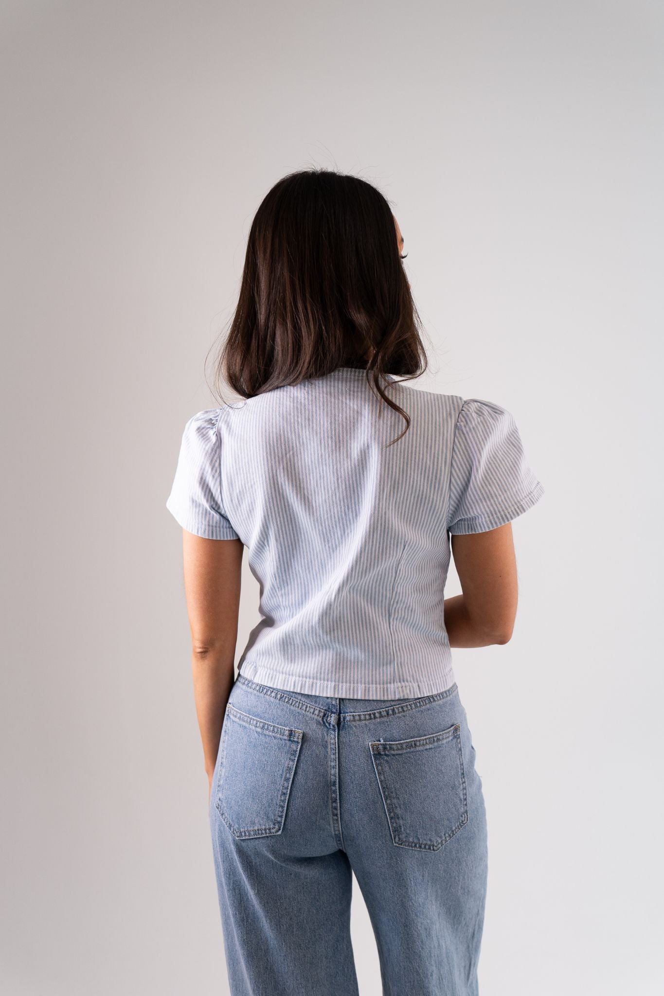 Cindy Stripe Square Neck Top In Blue