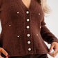Love Laura Pearl Cardigan In Chocolate