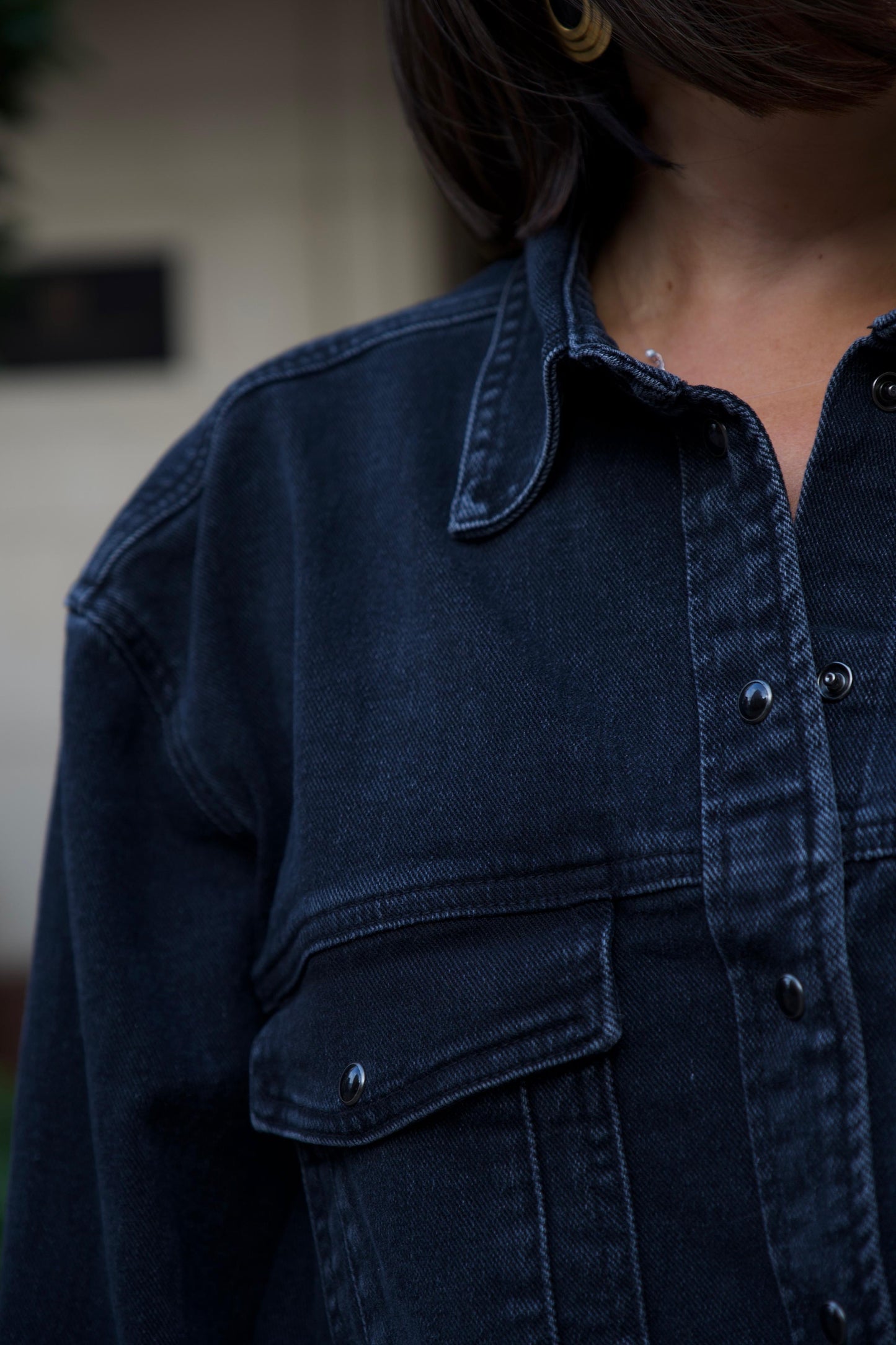 Love Laura Denim Shacket In Black Wash