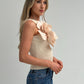 Maria One Shoulder Flower Top In Neutral