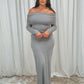 Erica Bardot Midi Dress In Grey