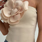 Maria One Shoulder Flower Top In Neutral