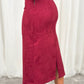 Caitlyn Faux Suede Midi Skirt In Burgundy
