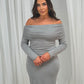 Erica Bardot Midi Dress In Grey