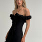 Holly Off Shoulder Ruffle Dress In Black